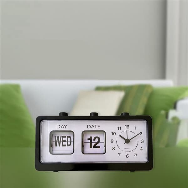 Mekanisk väckarklocka Nyhet Flip Clock Digital Desk Clock med kalender Retro Decor Clock, Vit