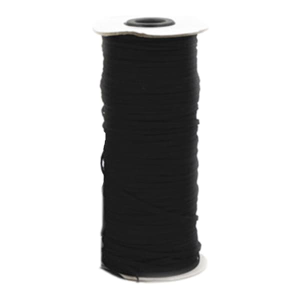 90 meter lång DIY flätad elastisk bandkabel stickning syband, svart, 0,3 centimeter
