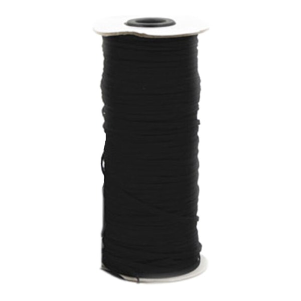 90 meter lang DIY flettet elastisk båndledning strikkesyningstape, sort, 0,3 centimeter
