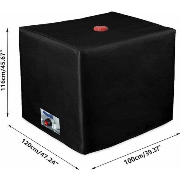 Presenning til IBC-beholder på 1000 liter, 116 x 100 x 120 cm, anti-UV, anti-regn, presenning til vandbeholder (sort) FDC,