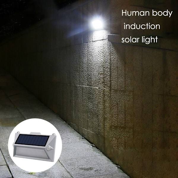Vanntett solcelle vegglampe øst for gårdsplass gjerde terrasse trapper menneskekropps induksjon solcelle lampe