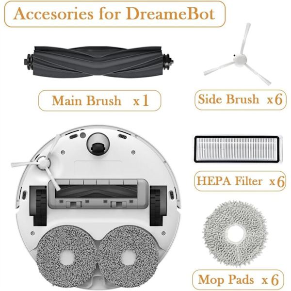 Reservedeler for L10S Ultra/L10 Ultra/L10S Pro, X10 Plus: Hovedsidebørste, HEPA-filtre, Moppputer