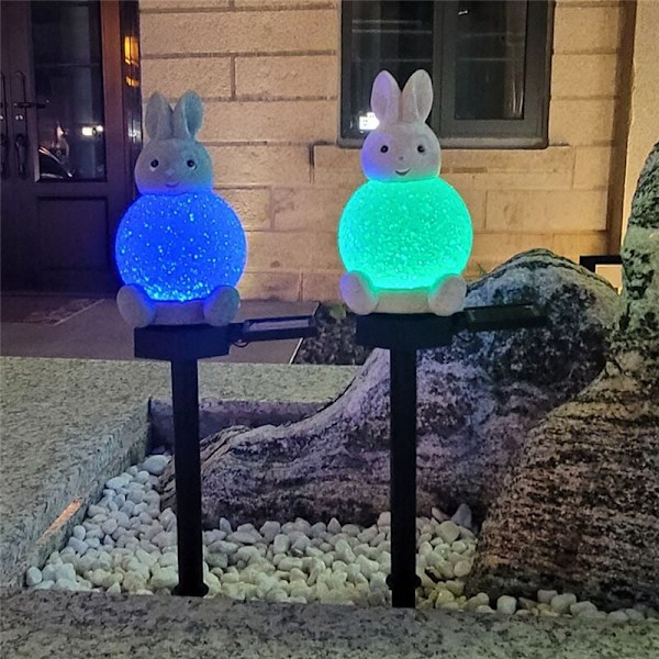 Kaninfigur LED Solcellelys Julepynt for Hage Lys Utendørs Belysning Plenlampe