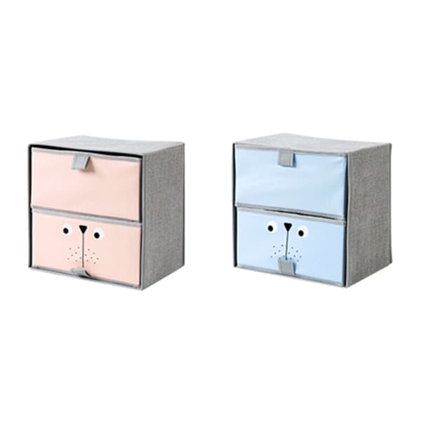 2 Galler Retraktil Tyg Låda Kläder Låda med Lock Non-Woven Fällbar Kläder Underkläder Låda Box (Blå)