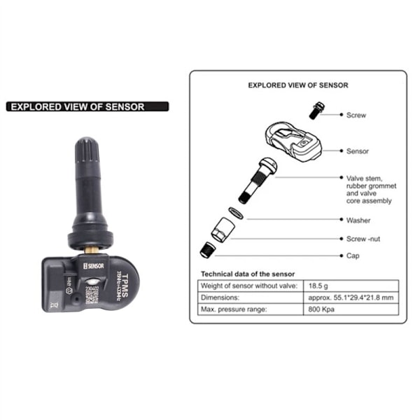 5X Programmerbar MX-sensor 315MHZ+433MHz 2 i 1 Däcktrycksövervakningssystem Universellt Utbytbart TPMS-verktyg för