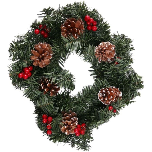 40 Cm Christmas Wreath Door Decoration Artificial Foam Berry Garland with Natural Cone Pendant Wall Decor Garland