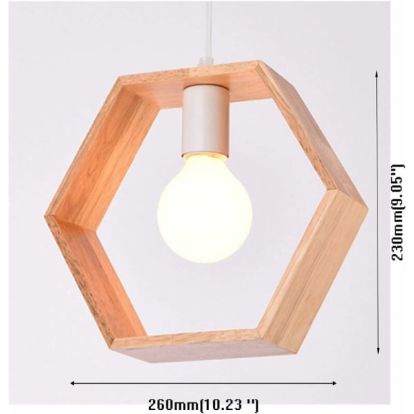 E27 Creative Pendellamper Taklampe i industrielt tre Moderne lysoppheng Taklamper Lysarmatur (sekskantform)