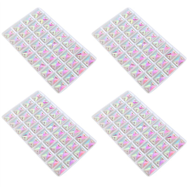 Firkantede Sy-på Krystalklare AB Farve Garment Syning Glasperler Flade Bagside 2 Huller Kjolefremstilling 10x14mm