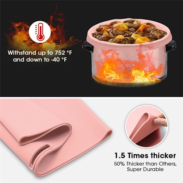 2-pack Långkokare Foder - Återanvändbar Delare Spishäll, Silikon Bakform 6 Liter (Grå + Rosa)