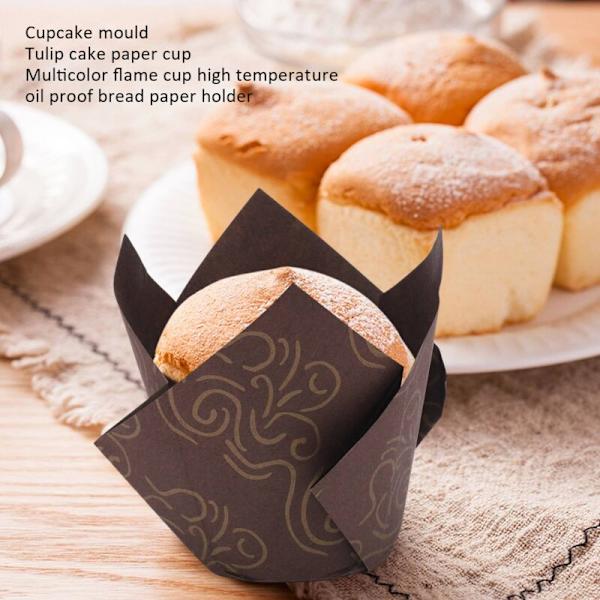 Cupcakeforme, 200 stk. Tulipan Bageforme Muffins Cupcakeforinger Kasser til Fest Fødselsdag Brusebad