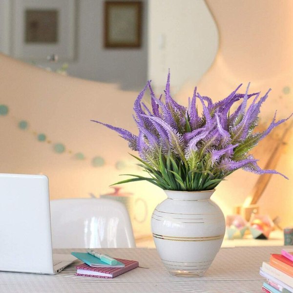 Kunstige falske blomster, 6 pakker kunstige plastikløvplanter buske til have, bryllup, udendørs