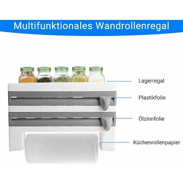 Alumiinifolio- ja kelmupidike, rullapaperiteline terävillä terillä ja säilytystelineellä, keittiöön ja kylpyhuoneeseen 15,35 x 3,94 x 9,45 tuumaa