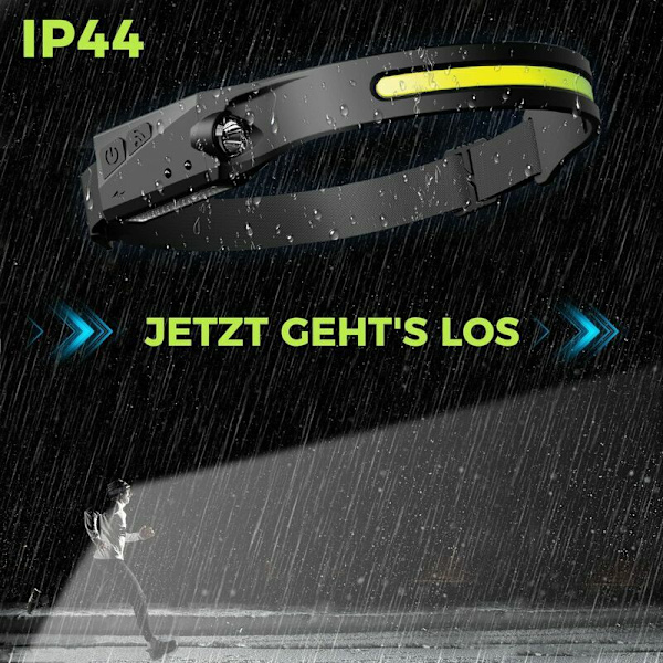 2 st LED-pannlampa 230 grader, COB+XPE 5 lägen, Sensorpannlampa, Vattentät USB-laddningsbar, för Löpning, Cykling, Reparation SY-2 [Energiklass A+++]