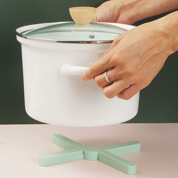 Foldbar Silikon Trivet Silikon Trivet Matte Gryteunderlag Varmebestandig Sklisikker Holdbar for Kjøkken Gryte Retter Tallerkener (Blå, 3stk)-