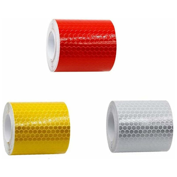 3 stk. Reflekterende Tape, Sikkerhedsadvarsel Synlighed Nat Reflekterende Tape Med Honningkagepil 5cm x 3m