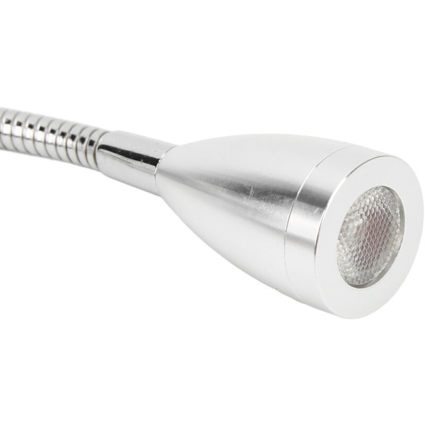 RV Läslampa Flexibel Hals 3 Färger 12-24V 3W USB Laddningsbar Universal för Yachter Båtar Silver