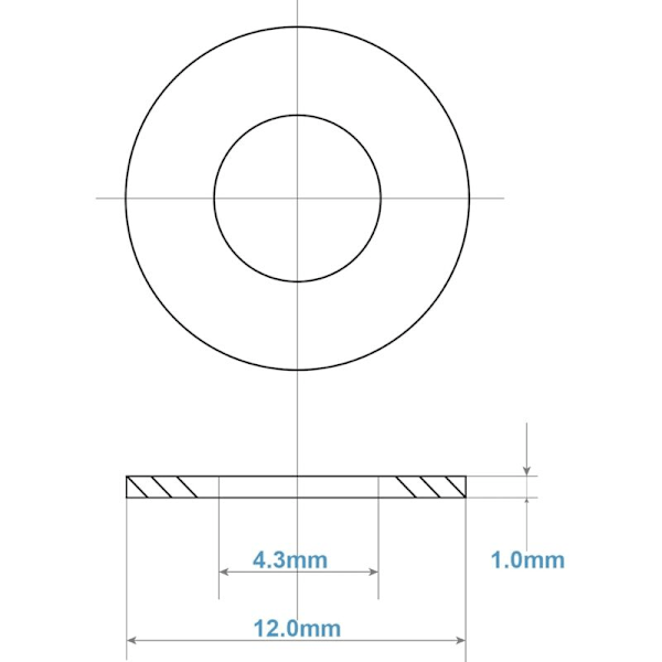 Metalliset tiivisteet M4, Tasotiivisteet 100 kpl, Ruostumattomasta teräksestä valmistettu tiiviste M4 x 12 mm, Tiiviste 304 ruostumattomasta teräksestä DIN9021 / ISO7093, Penny-tiivisteet ruuveille