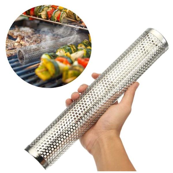 Rund Grill Røg Generator Rør Af Rustfrit Stål Træ Pellets Røger Udendørs Køkken Tilbehør - Rund Sektion