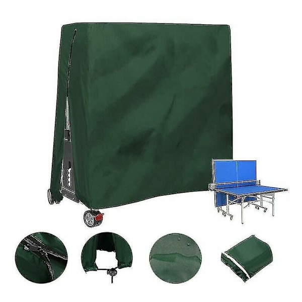 Udendørs bordtennisbord Cover Vandtæt og støvtæt bordtennisbord Cover 165x70x185cm Grøn-