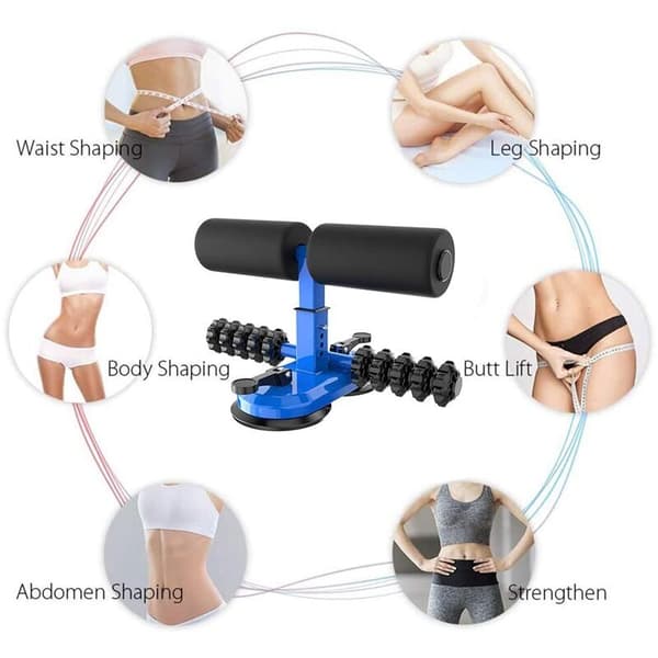 Sit Up Bar for Floor, Portable Ab Exercise Bar with 2 Suction Cups, Adjustable Sit Up Equipment for Abs