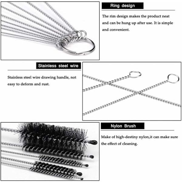 Nylon-harjapuhdistussarja pullojen ja putkien puhdistukseen - Nylon-pullo- ja putkiharjat pullojen ja lasien puhdistukseen