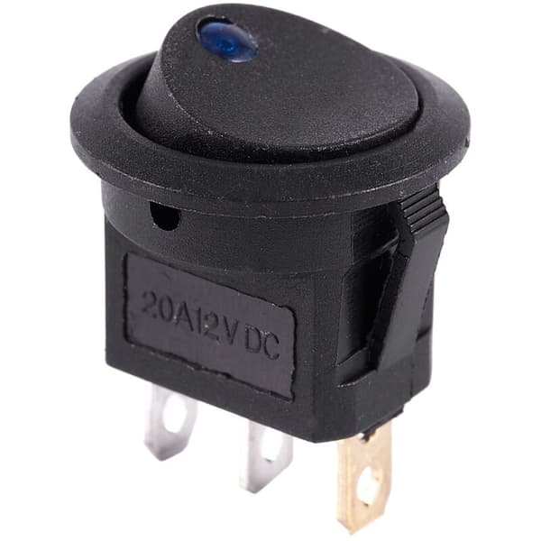 12V LED Reversibel Afbryder RUND Vippe ON-OFF SPST til BIL BÅD Blå