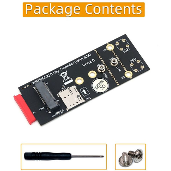 M.2(NGFF) Key B -sovitin SIM-paikalla 3G/4G/5G-moduulille, tukee NANO SIM -korttia ja 3042/3052 tyyppistä M.2 Key B -korttikokoa