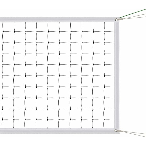 Volleyballnet til udskiftning - Standardstørrelse (9,5 m x 1 m) - med stålkabel - forstærkede sideremse - til strand, have, pool, indendørs og udendørs (Ne