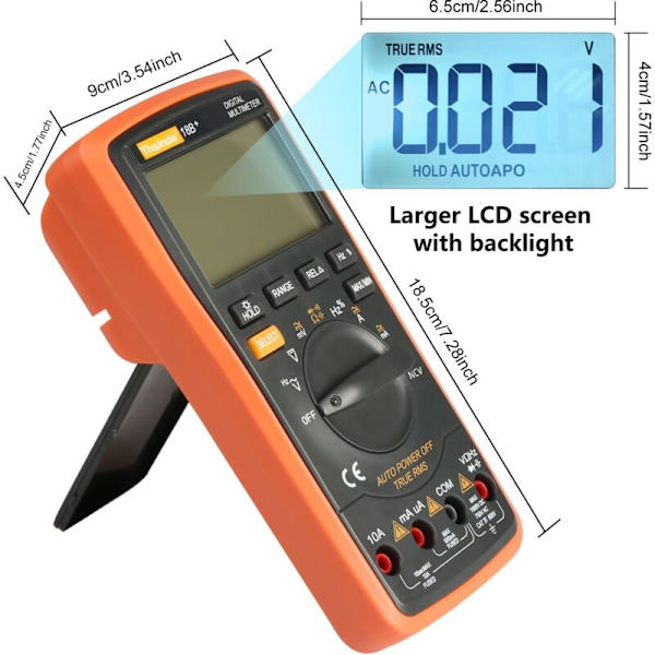 TRMS 6000 Auto Range Digital Multimeter med Batteri Alligator Klemmer, Testledninger, AC/DC Spænding/Tælling, Spændingsalarm, Amp/Ohm/Volt Multi-Tester/Diod