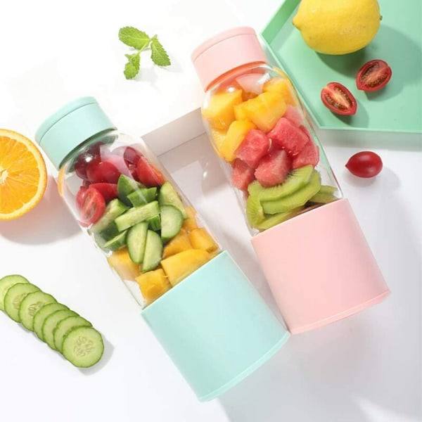 Bärbar Blender, Saftkopp med 450ml 6 Blad BPA-fri för Sport och Resor, Mini Blender för Smoothie och Milkshake, Julgåva Kvinna