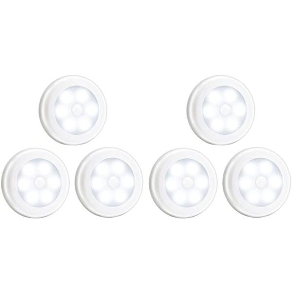 6 stk. LED-bevægelsessensorlys PIR-C natlys batteriskab trappelampe