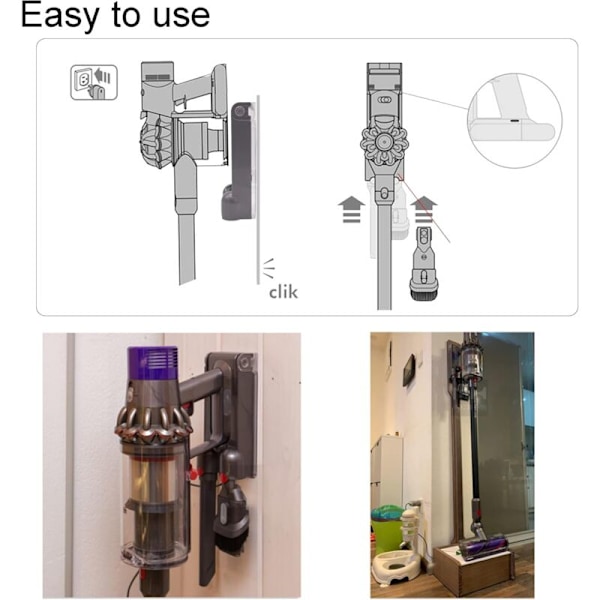 Veggmontert ladestativ kompatibelt for Dyson V10, ABS-plast passer for V10-serien