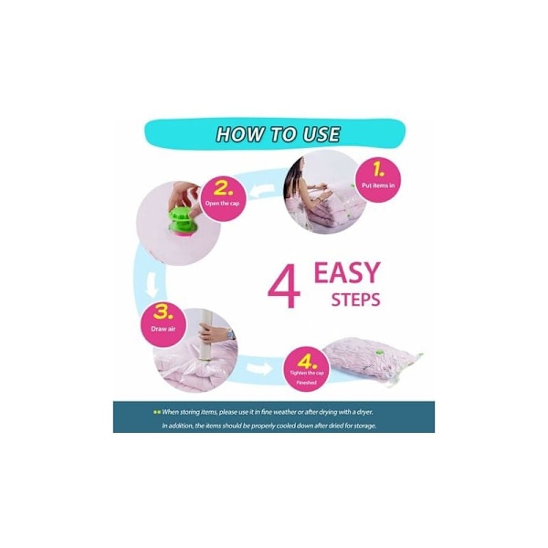 4-pak Gigant Ekstra Store Vakuum Opbevaringsposer [130x100cm] til Tøj, Dyner/Sengelinned (4 stk (XL))