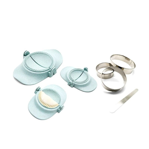 Dumpling Maker, Empanadas Press Mold Maker Set med Deigkutter, Dumpling Mold Set og Cutter for Pierogi, (Blå)