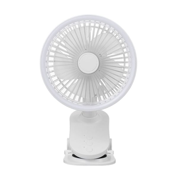 Portable USB Table Fan Clip Type Mini Rechargeable Cooling Desk Fan 360 Degree Rotation 3 Speeds Adjustable White