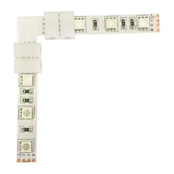 5 kpl 5050 RGB LED-nauha L-liitin/liitin LED-nauha kulmaliitin 4-nastainen oikea kulma liitin SMD 5050 RGB LED-nauhalle 10mm leveä