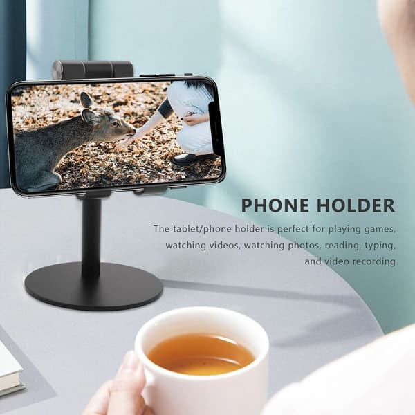 Lazy Bracket, Retractable og Justerbar, Universal Multi-Angle Aluminium Bracket, Egnet til Smartphone/Tablet/-Sort
