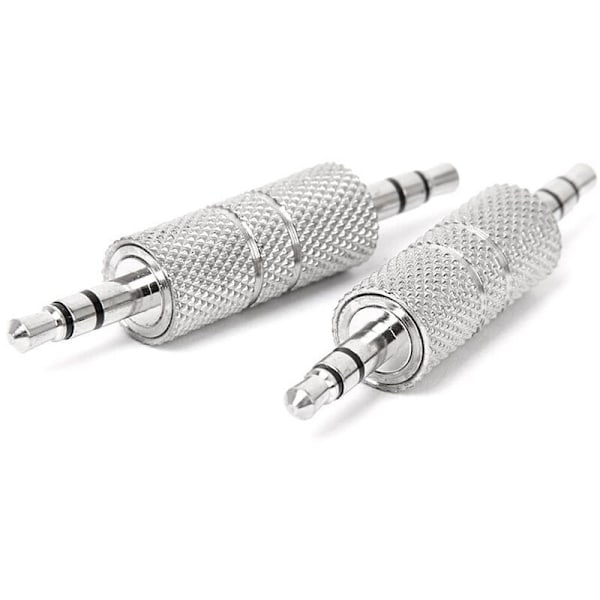 2 stk 3,5 mm stereo hann til 3,5 mm hann lydhodeadapter koblingskontakt