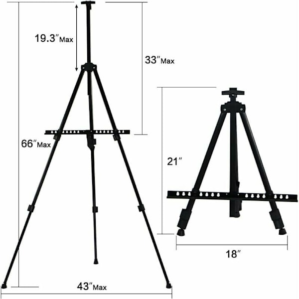 Forstærket Kunstner Staffeli, Ekstra Tyk Aluminium Metal Display Staffeli 21\" til 70\" Højdejusterbar med Bærbar Taske til Gulv/Bordtegning og Visning