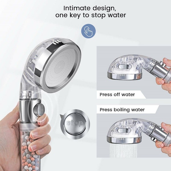 3 lägen SPA jonisk duschfilter sparare bärbar duschmunstycke premium kvalitet badrumsfilter