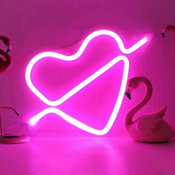 Cupid Neonbelyst Cupidskylt Väggdekor, Batteri & USB-driven Ros Cupid Neonljus Vägglampa Inomhus Sovrumslampor, Alla hjärtans dag, Chri