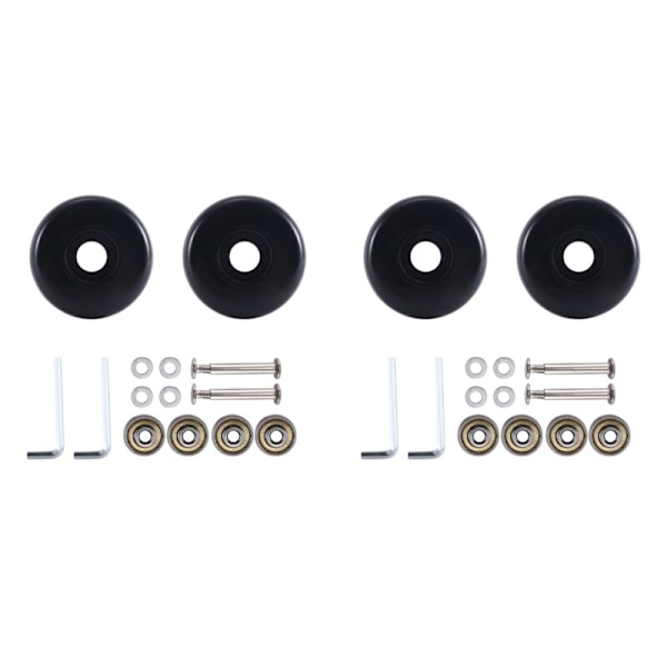 2 Sæt 55mm x 18mm Kuffert Hjul Udskiftning, PU Drejelige Hjul, AU Stål Lejer, Reparations Sæt, Sort