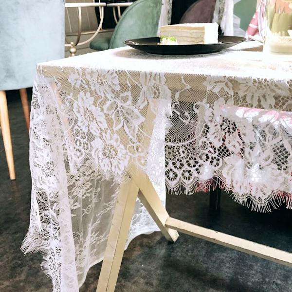 30X120 Tommer Romantisk Hvid Blonde Bordløber Bryllup Dug Stol Sash Boho Fest Borddekorationer