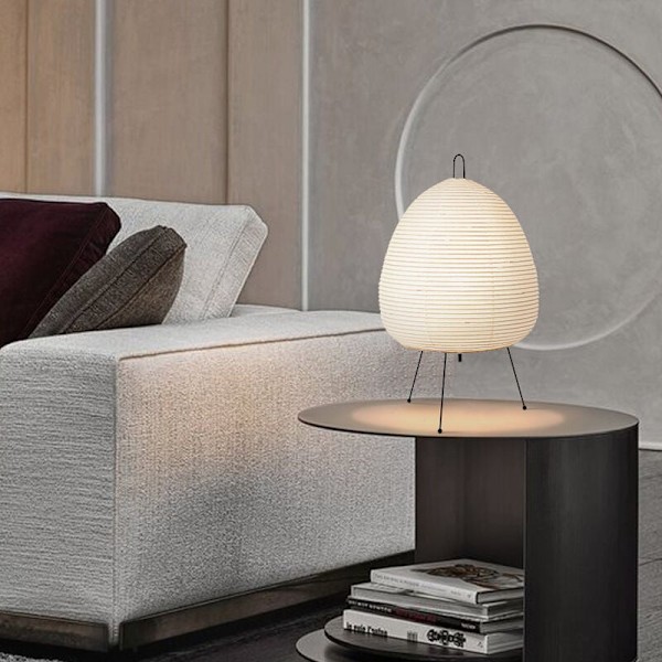 Wabi-sabi stil rispapirlampe, moderne nordisk dekorativ bordlampe for stue, nattlampe - RWBedside lampe
