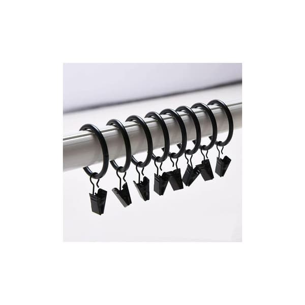 Sæt med 30 gardinklips - Gardinklips med 35 mm diameter ringe til flere anvendelser - Sort