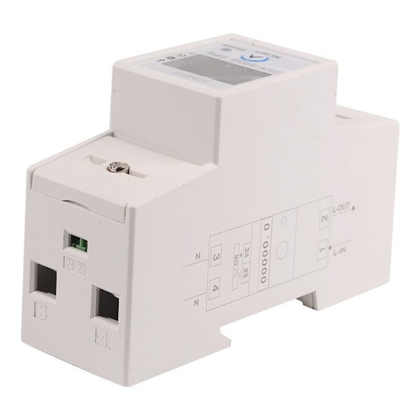 Enfasig elmätare 80A max modulär, enkel tariff, LCD-display, Delvis återställning