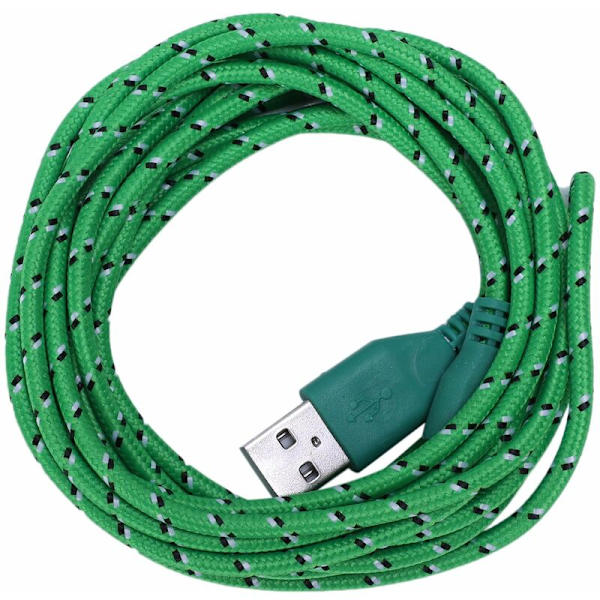 Universell Mini USB Nylon Net Armor Datakabel / 10FT för Galaxy S6 Grön