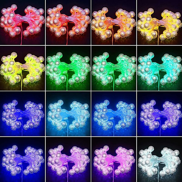 Udendørs Solcelledrevne Lysstrenge med 3m 20 LED Marokkanske Kugler - Vandafvisende - Dekorativ Belysning til Hjem, Have, Fest, Festival - (Farverigt Lys)