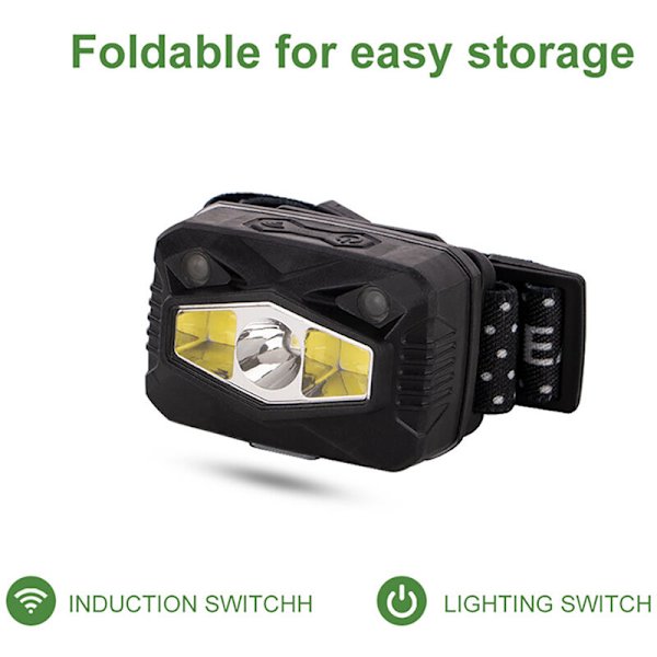 Kevyt ja helppo kantaa LED+COB vedenpitävä USB-ladattava retkeily kalastus pyöräily otsalamppu taskulamppu