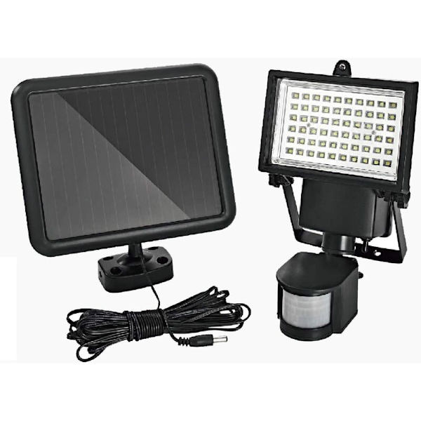 60 LED Solcelle Spotlight IP44 Solcelle Væglilgt Solcelle Floodlight med Bevægelsessensor | Solcelle Udendørsbelysning | Udendørsbelysning | Solcelle Sensor Floodlig